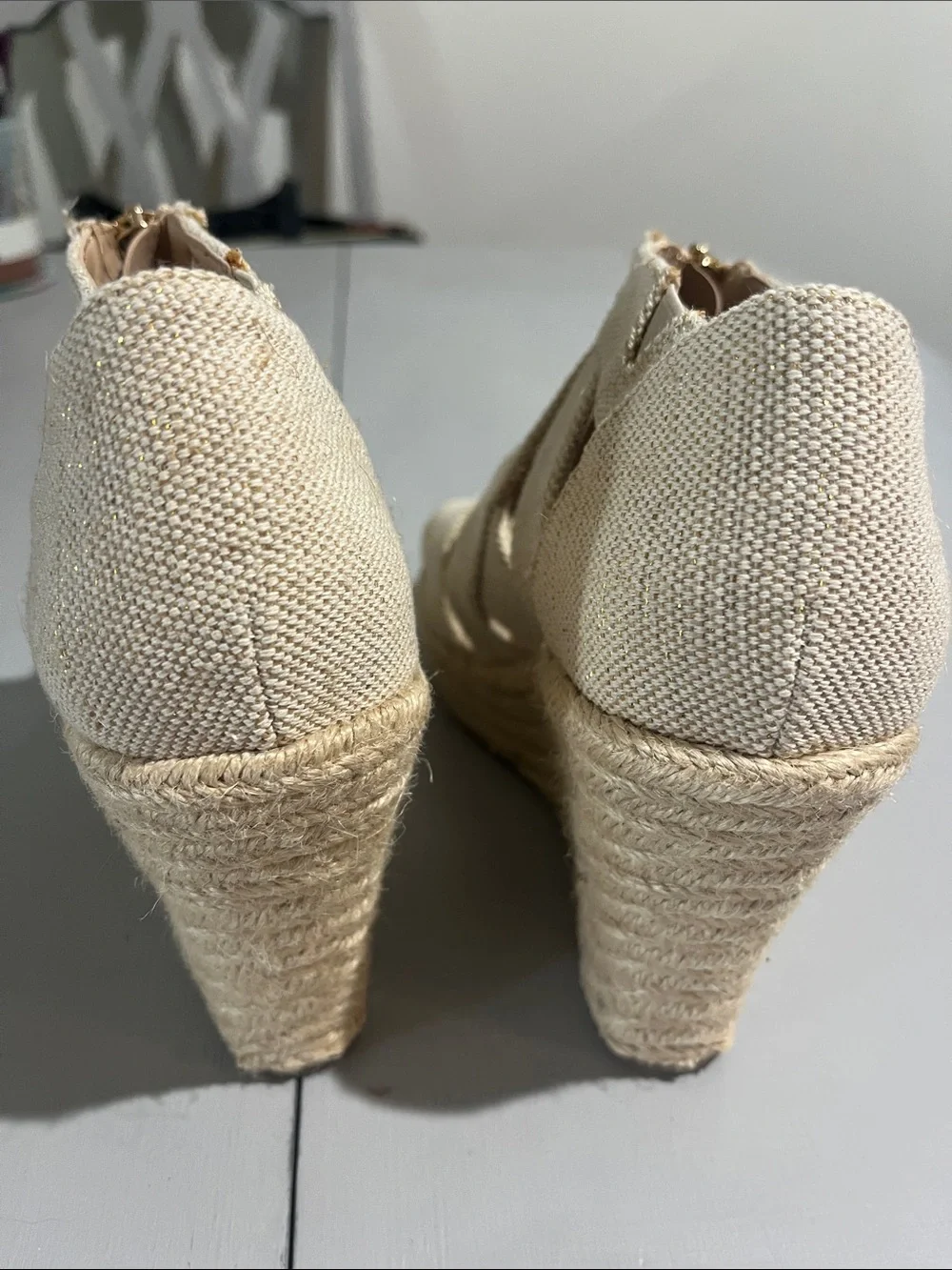 Mossimo Supply Co. Natural Canvas Espadrille Wedge Sandals